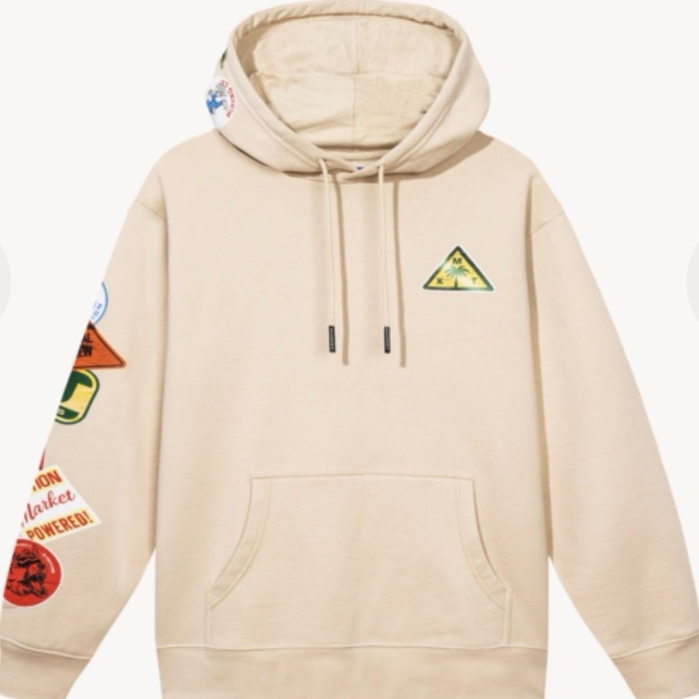 Market Cream Hooded Sweatshirt with Colorful Patch Details